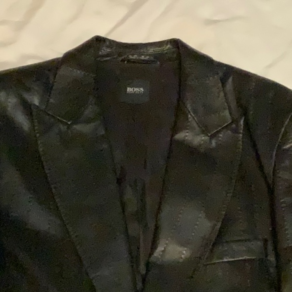 Hugo Boss Mens Stitched Leather Jacket Sz XL 46